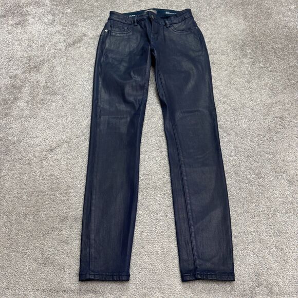 DL1961 Emma Instasculpt Low Rise Skinny Denim Jeans 28 Sapphire Coated Leather - Picture 1 of 16